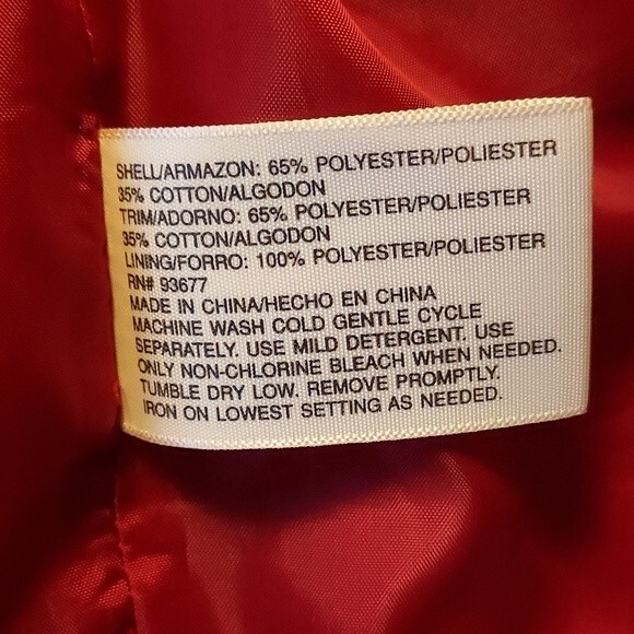 ST JOHNS BAY Womens Red Navy Blue Hooded Raincoat‎ Jacket Nautical Small - Picture 10 of 10